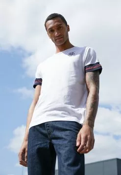 Brave Soul DRUMMOND - Camiseta Estampada - Optic White/rich Navy/burgundy, Hombre