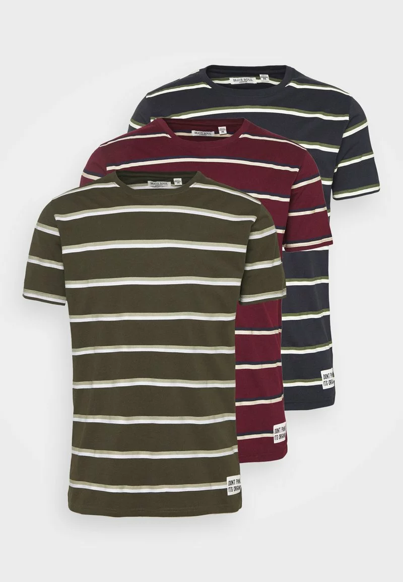 Brave Soul 3 Pack - Camiseta Estampada - True Khaki/navy/burgundy, Hombre 7 Brave Soul 3 Pack - Camiseta Estampada - True Khaki/navy/burgundy, Hombre - Imagen 7