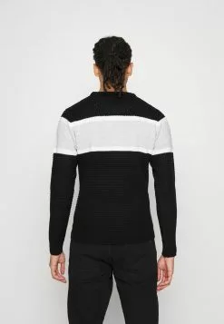 Brave Soul SPENCE - Jersey De Punto - Jet Black/optic White/light Grey/white, Hombre -Brave Soul Ventas 93e0358ef635439d86932b27f4d4febc