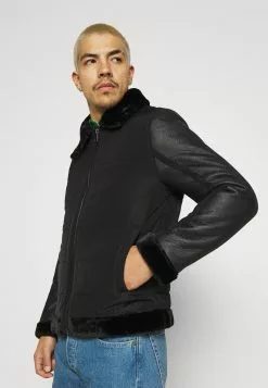 Brave Soul CAESAR - Chaqueta De Cuero Sintético - Black, Hombre -Brave Soul Ventas 95afe20e5849468b85d620f92e6d61de