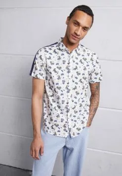 Brave Soul HAVOC - Camisa - Optic White/multi Colour, Hombre
