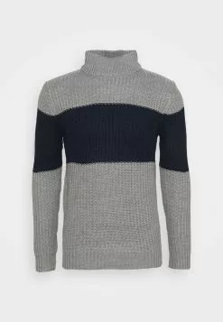 Brave Soul REINOLD - Jersey De Punto - Silver Grey Marl/ French Navy, Hombre -Brave Soul Ventas 994406faa66945839a26346283b76d4c