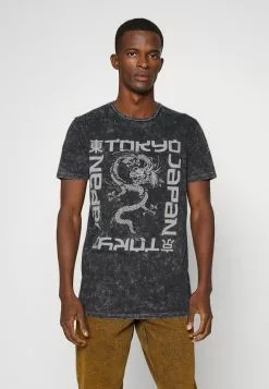 Brave Soul KYOTO - Camiseta Estampada - Jet Black/white, Hombre