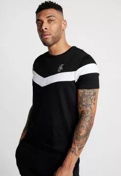 Brave Soul CHEVRON - Camiseta Estampada - Black/white, Hombre