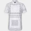 Brave Soul ALBEDO - Camisa - Optic White/ Black Print, Hombre