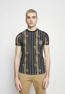 Brave Soul CALOR - Camiseta Estampada - Jet Black/multicolour, Hombre