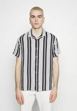 Brave Soul ESKER - Camisa - Optic White/jet Black, Hombre