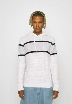 Brave Soul SCHOLES - Jersey De Punto - Optic White/ Jet Black/ Light Grey, Hombre