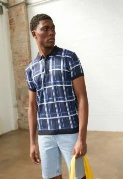 Brave Soul JAXON - Polo - Navy/ecru/blue Combo, Hombre