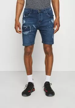 Brave Soul MUNICH - Shorts Vaqueros - Dark Blue Wash, Hombre