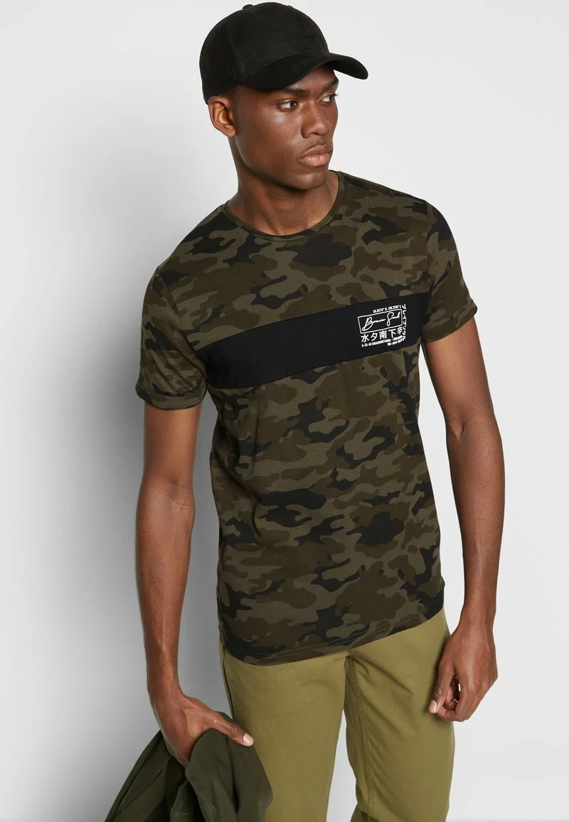 Brave Soul YOSHI - Camiseta Estampada - Khaki Camo/jet Black/optic White, Hombre 5 Brave Soul YOSHI - Camiseta Estampada - Khaki Camo/jet Black/optic White, Hombre - Imagen 5