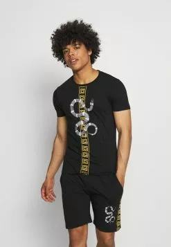 Brave Soul SNAKE PRINTED SET - Camiseta Estampada - Black, Hombre