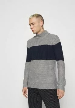 Brave Soul REINOLD - Jersey De Punto - Silver Grey Marl/ French Navy, Hombre