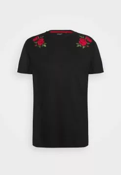 Brave Soul LANTANA - Camiseta Estampada - Jet Black, Hombre