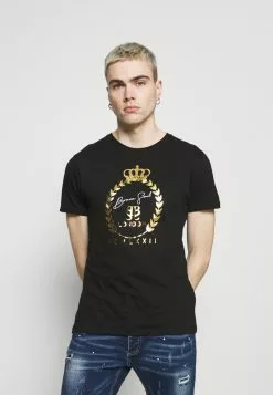Brave Soul Camiseta Estampada - Jet Black/gold, Hombre