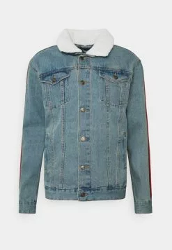 Brave Soul LARSONTAPE - Chaqueta Vaquera - Light Blue Denim/ Cream Borg, Hombre