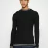 Brave Soul WALTENC - Jersey De Punto - Jet Black/dark Grey Marl, Hombre