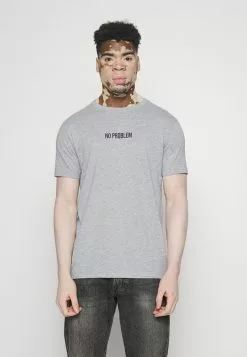 Brave Soul Camiseta Estampada - Lightt Grey Marl/black, Hombre