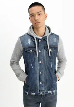 Brave Soul Chaqueta Vaquera - Blue Denim/grey, Hombre