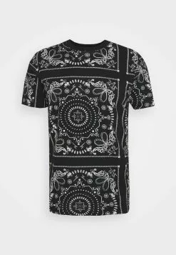 Brave Soul FENDER - Camiseta Estampada - Jet Black/optic White/grey, Hombre