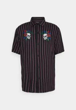 Brave Soul Camisa - Black/optic White/burgundy, Hombre