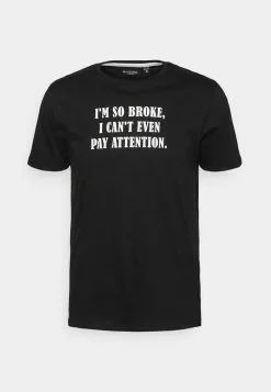 Brave Soul BROKE - Camiseta Estampada - Jet Black, Hombre