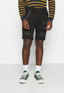 Brave Soul DROGO - Shorts Vaqueros - Charcoal, Hombre