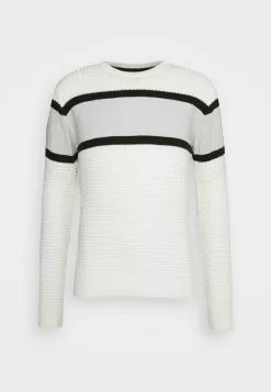 Brave Soul SPENCE - Jersey De Punto - Optic White/jet Black/grey, Hombre -Brave Soul Ventas eba563889fa446979045023a1b6399c2