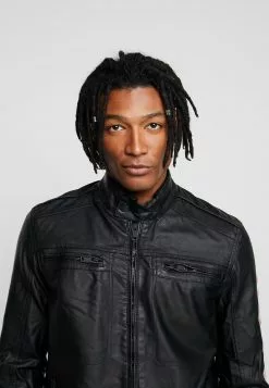 Brave Soul JONESTAPE - Chaqueta De Cuero Sintético - Black, Hombre -Brave Soul Ventas ed16bcaff5a4496981aabffe5b8fa0b9