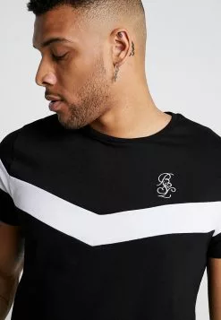 Brave Soul CHEVRON - Camiseta Estampada - Black/white, Hombre -Brave Soul Ventas f0eeaead2a574ca8a5378dbfb642b524