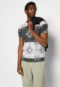 Brave Soul RUTLAND - Camiseta Estampada - Black/white, Hombre -Brave Soul Ventas f876ec50280a4dc59c77aa4f98359f38