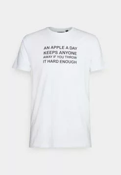 Brave Soul APPLE - Camiseta Estampada - Optic White/jet Black, Hombre