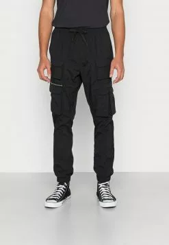 Brave Soul MOLTONTASLAN - Pantalones Cargo - Black, Hombre