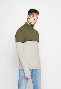 Brave Soul SAMIR - Jersey De Punto - Khaki/stone, Hombre